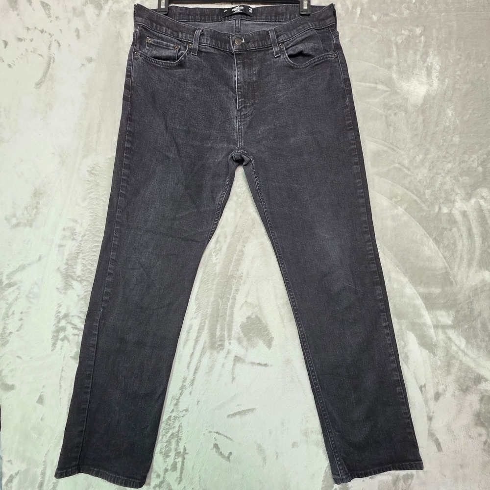 Hollister Epic Flex Straight Leg Jeans Mens 36x32 Black Faded Denim 331130211